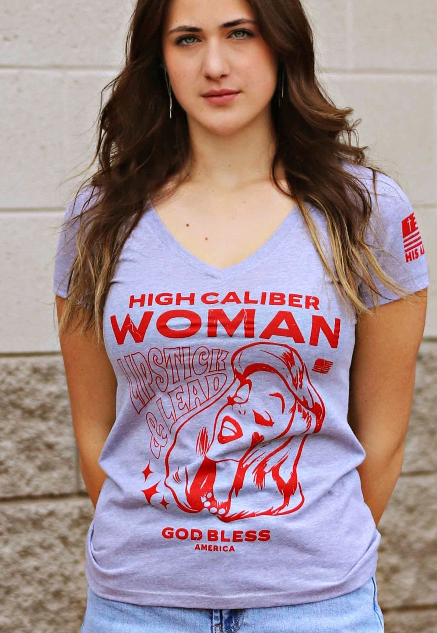 High Caliber Woman ladies vneck - ArmedAF