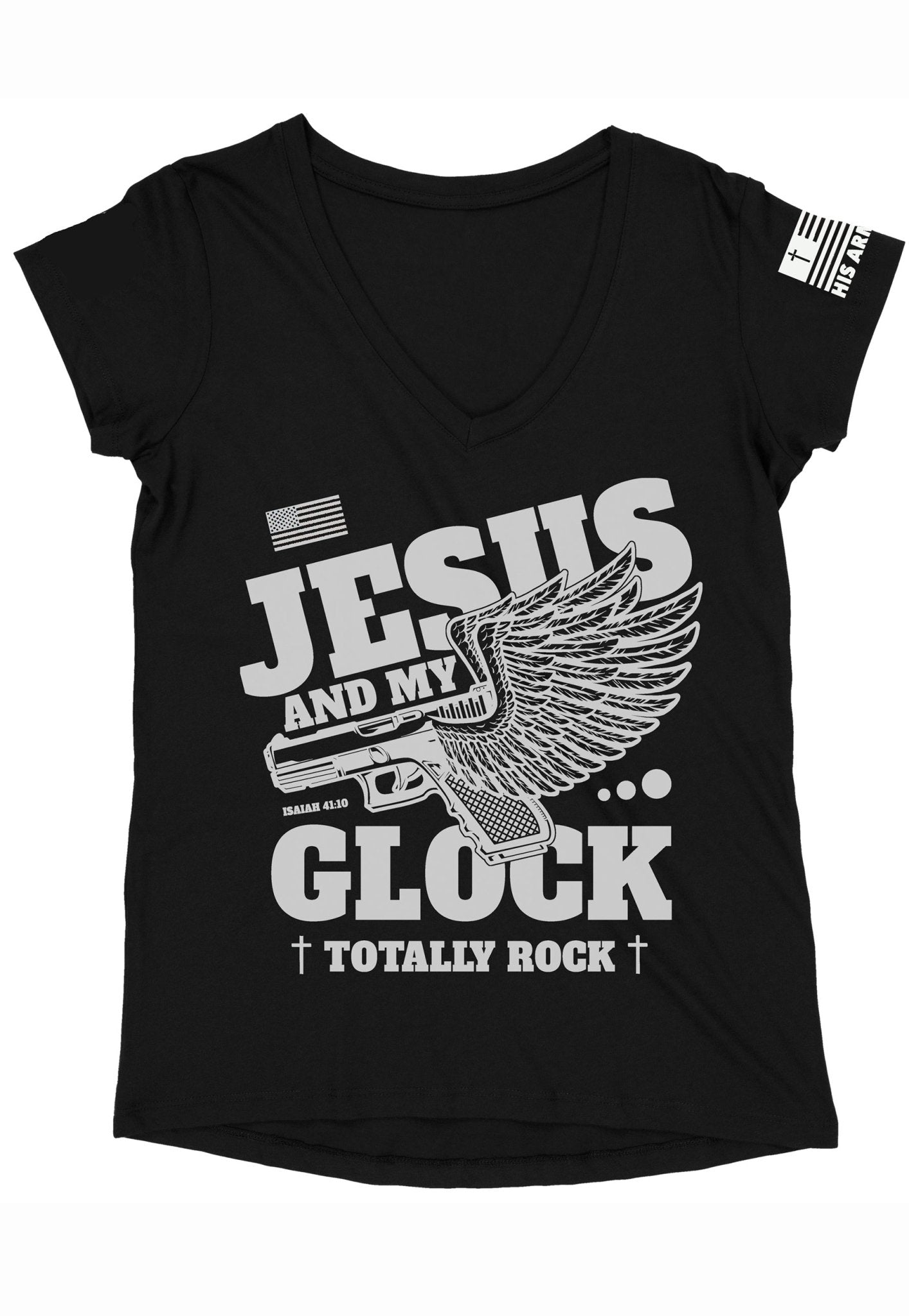 Jesus and My Glock Totally Rock women's vneck - ArmedAF