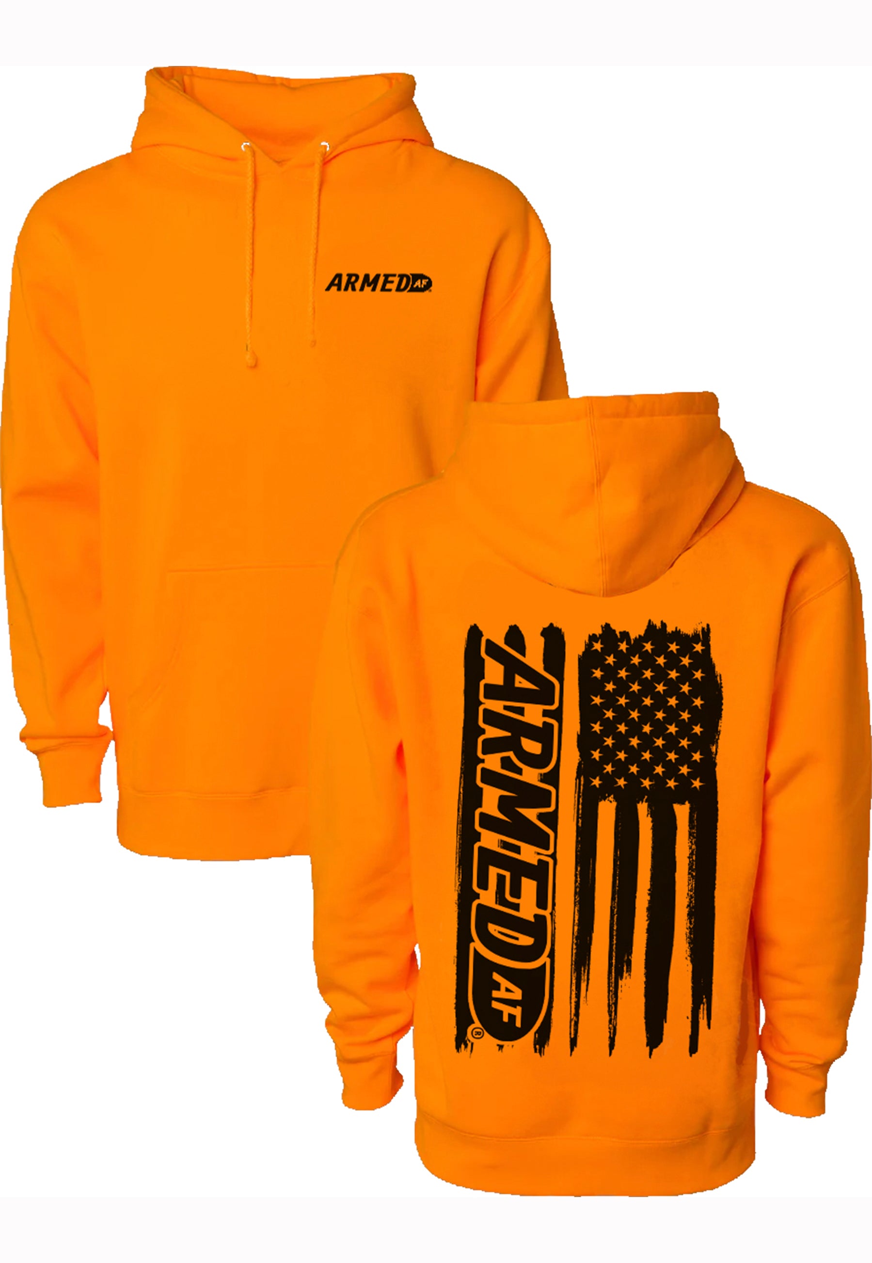 Gun range safety orange hoodie from ArmedAF® brand